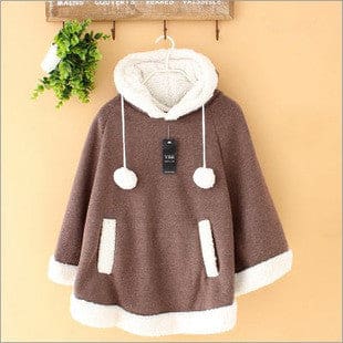 Kawaii soft poncho batwing cape pullover cloak sweater hoodie