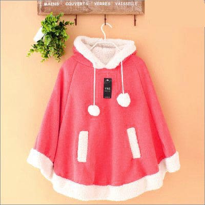 Kawaii soft poncho batwing cape pullover cloak sweater hoodie