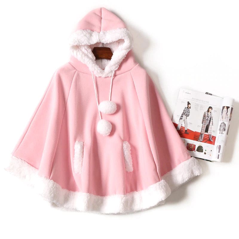 Kawaii soft poncho batwing cape pullover cloak sweater hoodie