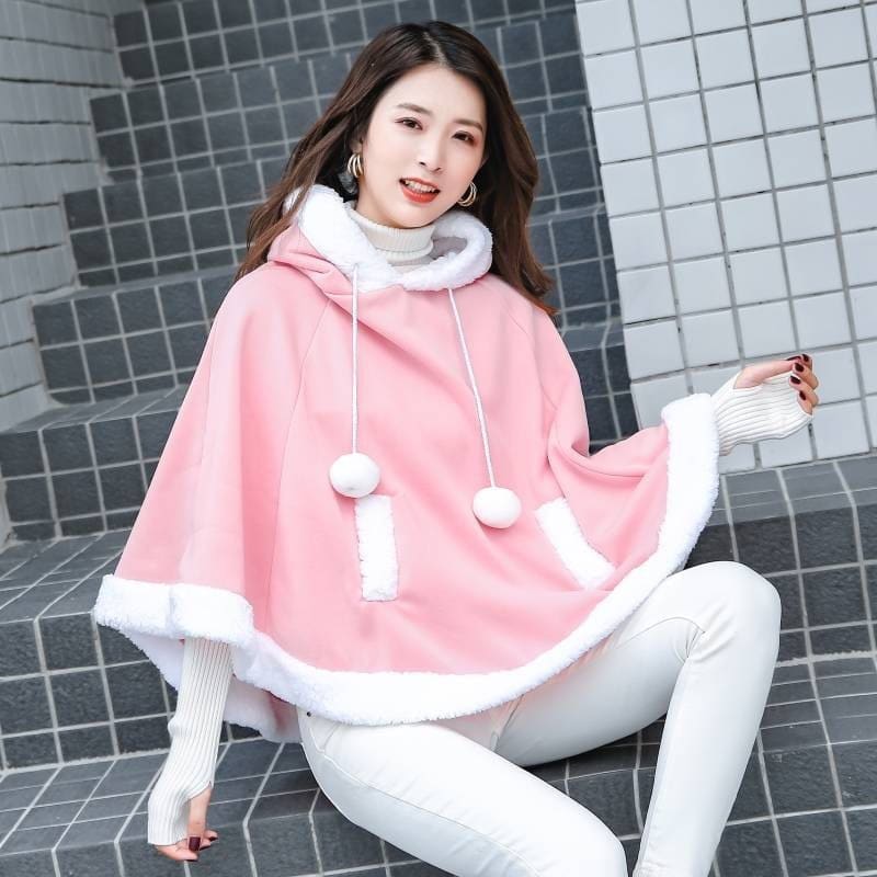 Kawaii soft poncho batwing cape pullover cloak sweater hoodie