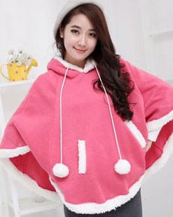 Kawaii soft poncho batwing cape pullover cloak sweater hoodie