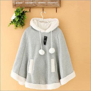 Kawaii soft poncho batwing cape pullover cloak sweater hoodie