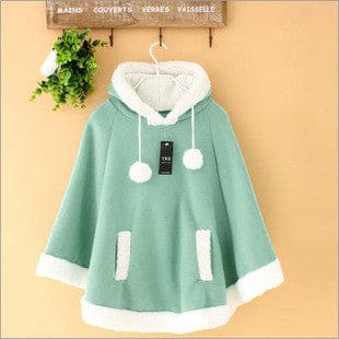 Kawaii soft poncho batwing cape pullover cloak sweater hoodie