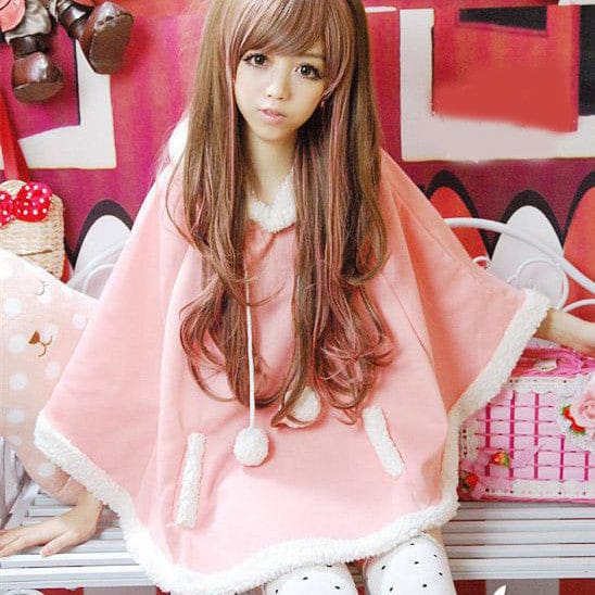 Kawaii soft poncho batwing cape pullover cloak sweater hoodie