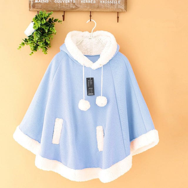 Kawaii soft poncho batwing cape pullover cloak sweater hoodie