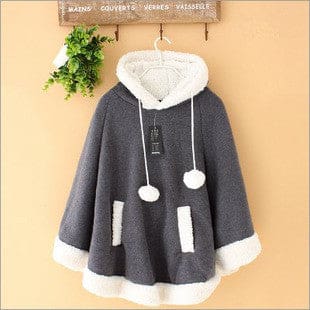 Kawaii soft poncho batwing cape pullover cloak sweater hoodie