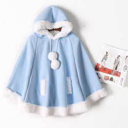 Kawaii soft poncho batwing cape pullover cloak sweater hoodie