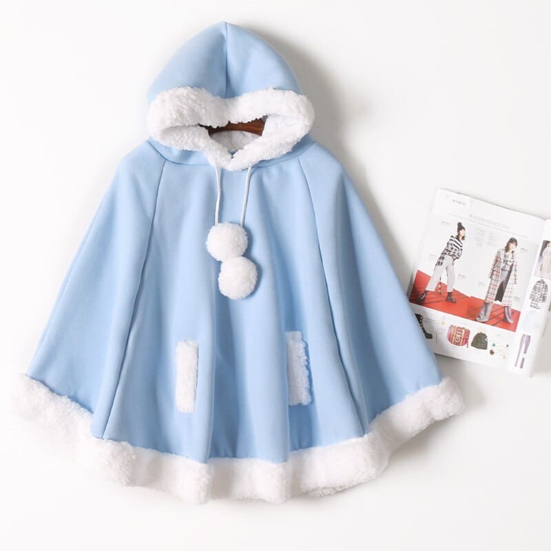 Kawaii soft poncho batwing cape pullover cloak sweater hoodie