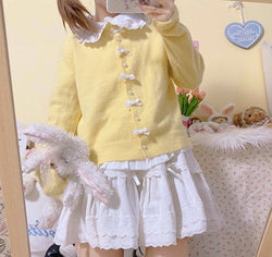 Kawaii soft & sweet cozy ruffled collar cardigan