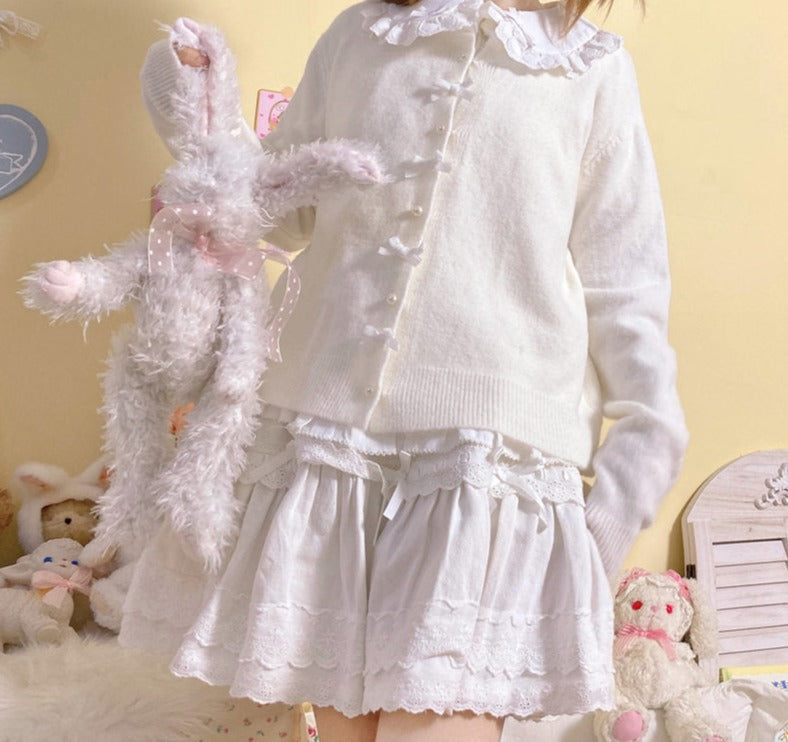 Kawaii soft & sweet cozy ruffled collar cardigan