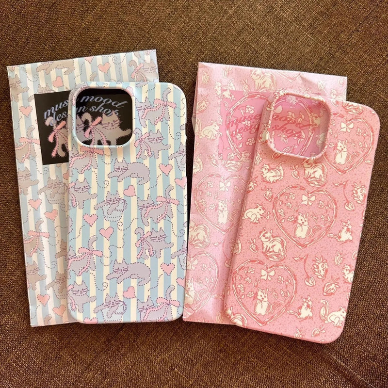 Speckle kitten iphone case - bows - hearts - iphone - pastel - phone case