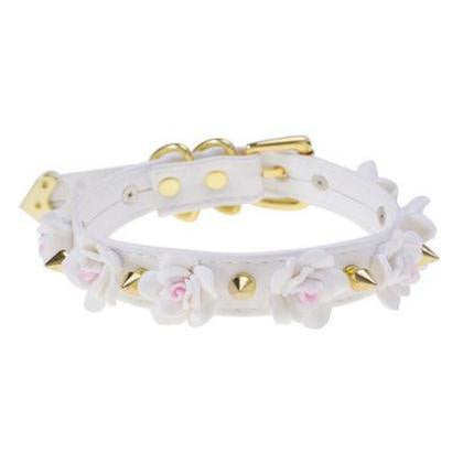 Spiked floral collar - chokers - collars - floral - flowers - gold necklace