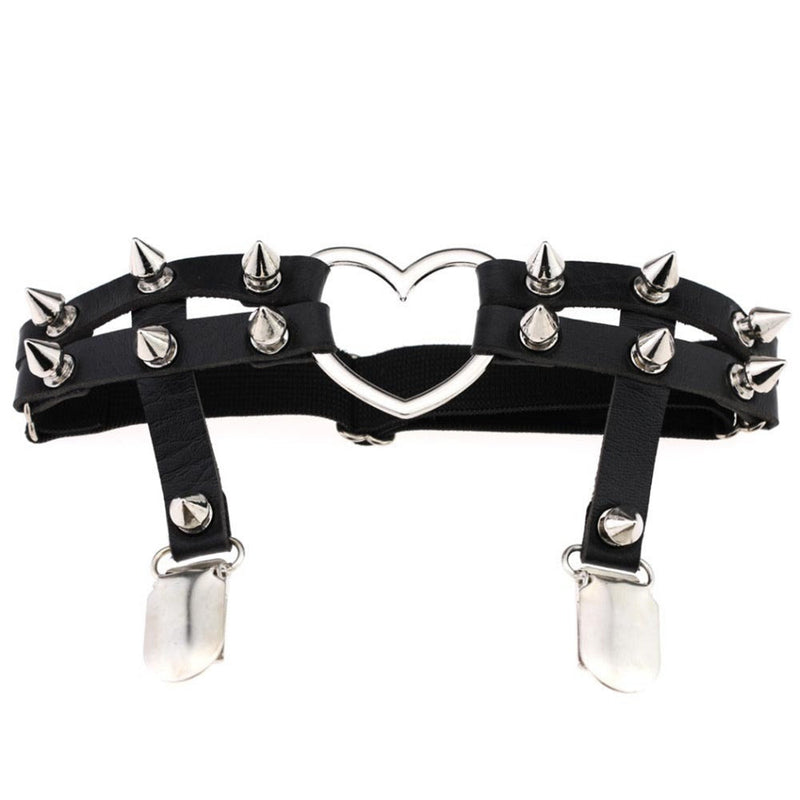 Spiked heart garter belt - alternative fashion - black - choker - garter - belt