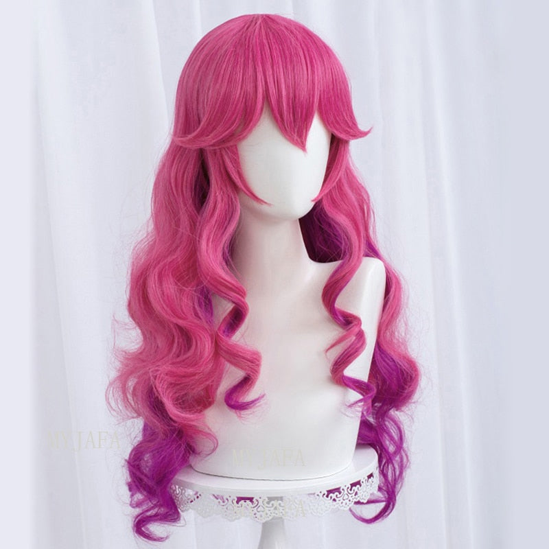 Kawaii spirit blossom pink ahri cosplay wig ears bows