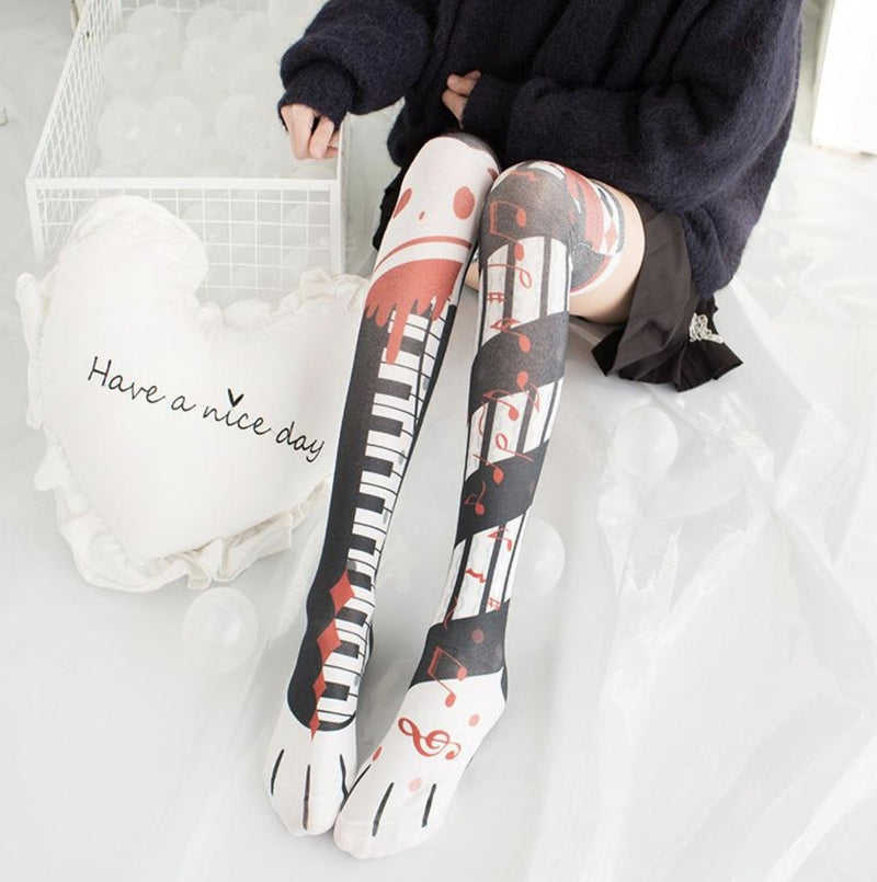 Kawaii spooky cute creepy goth stockings thigh highs