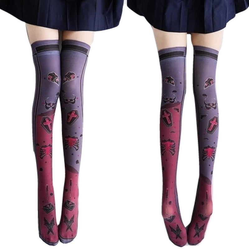 Kawaii spooky cute creepy goth stockings thigh highs