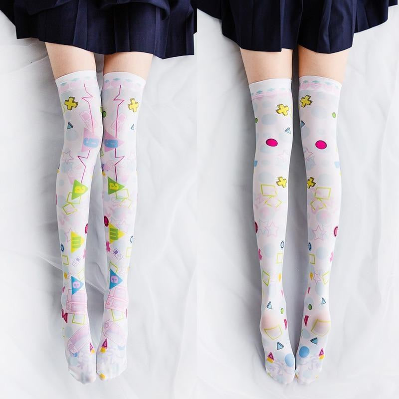 Kawaii spooky cute creepy goth stockings thigh highs