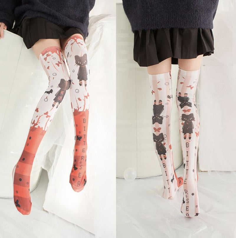 Kawaii spooky cute creepy goth stockings thigh highs