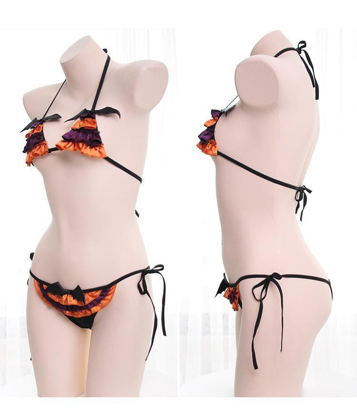 Spooky Halloween Lingerie Set Halloween Underwear Babydoll Lingerie Spooky Lingerie Gothic Lingerie Womens Lingerie orders Panties Bralette Bra