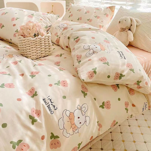 Spring Floral Bedding Sets Hearts Tulips Roses Plaid | Kawaii Babe