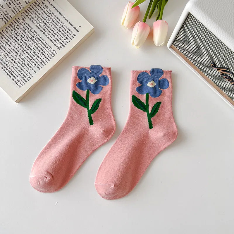 Spring flower socks - daisy - flowers - kawaii - pastel - socks