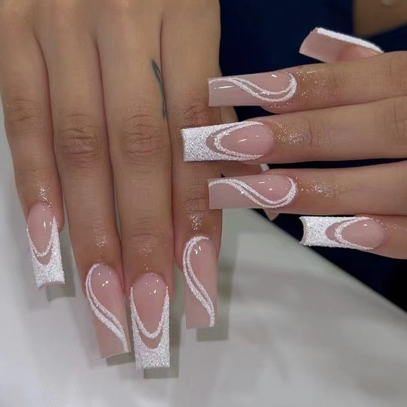 Square shape long press on nails - fake nails - kawaii - press