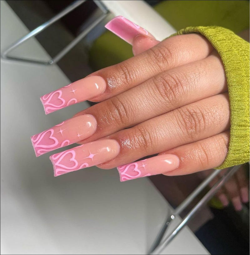 Square shape long press on nails - fake nails - kawaii - press