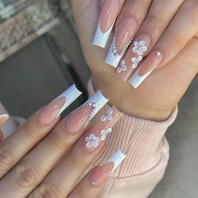 Square shape long press on nails - fake nails - kawaii - press