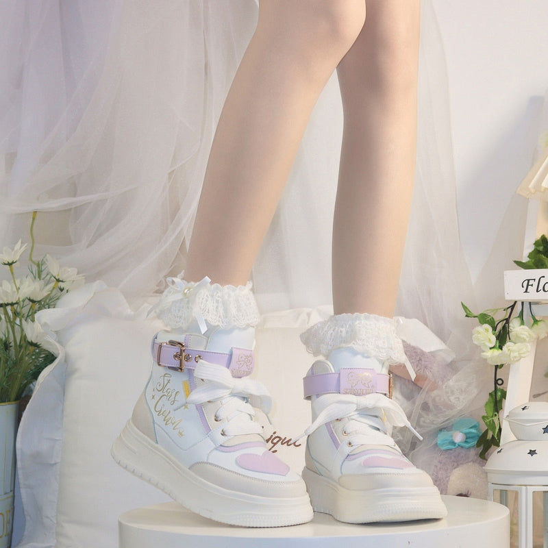 Star crown pastel hi-tops - booties - boots - faecore - fairy kei - fairycore