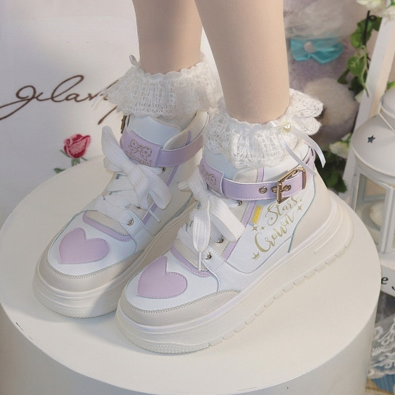 Pastel Fairy Kei High Top Shoes Sneakers Twin Stars | Kawaii Babe 5
