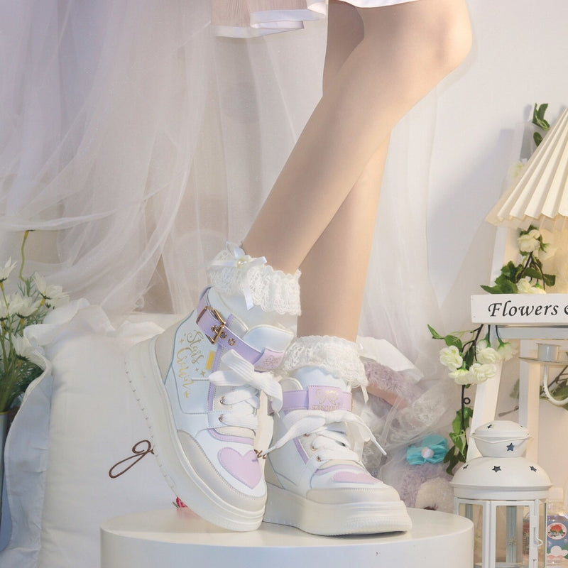 Star crown pastel hi-tops - booties - boots - faecore - fairy kei - fairycore