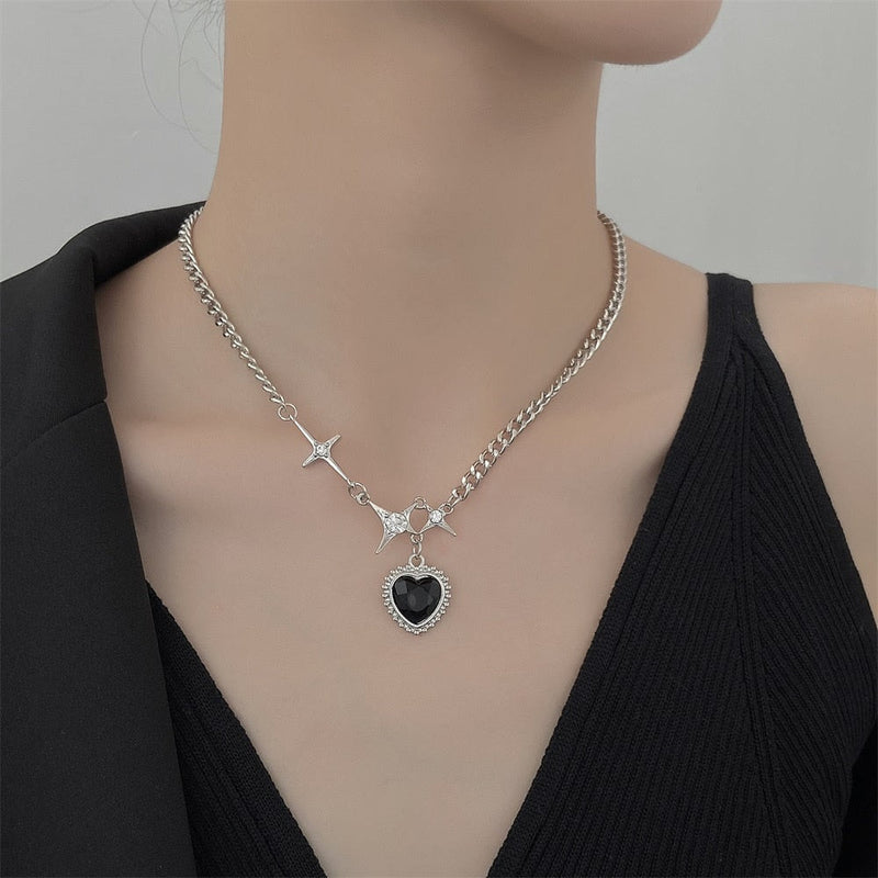 Kawaii starry love crystal jeweled dangle chain necklace