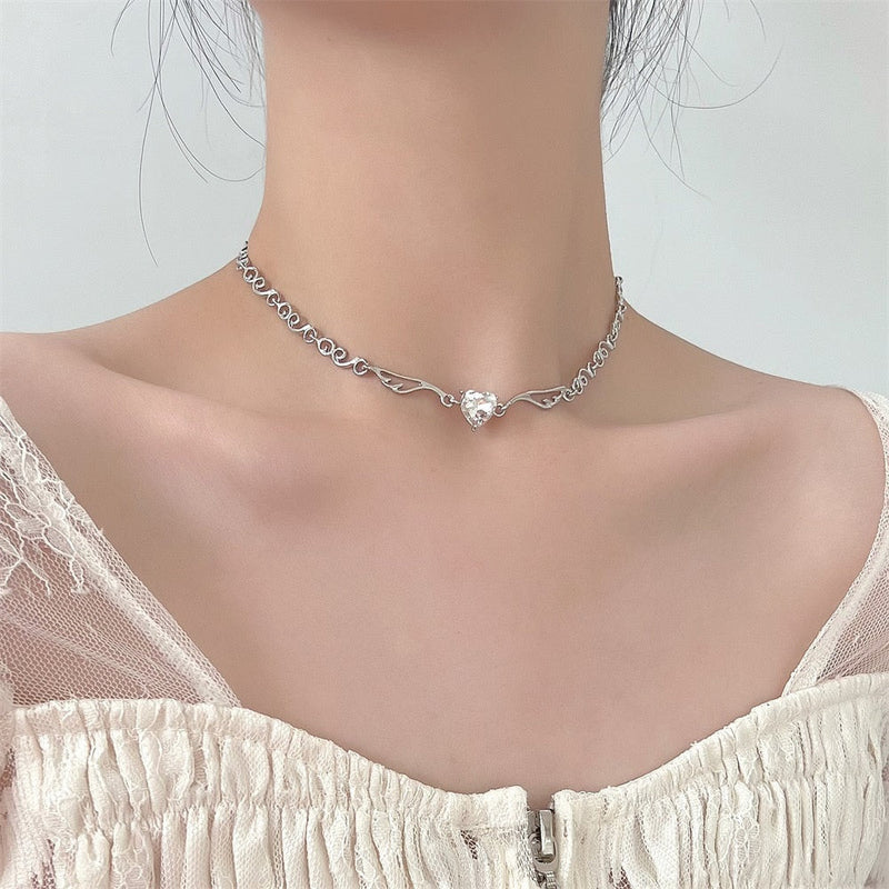 Kawaii starry love crystal jeweled dangle chain necklace