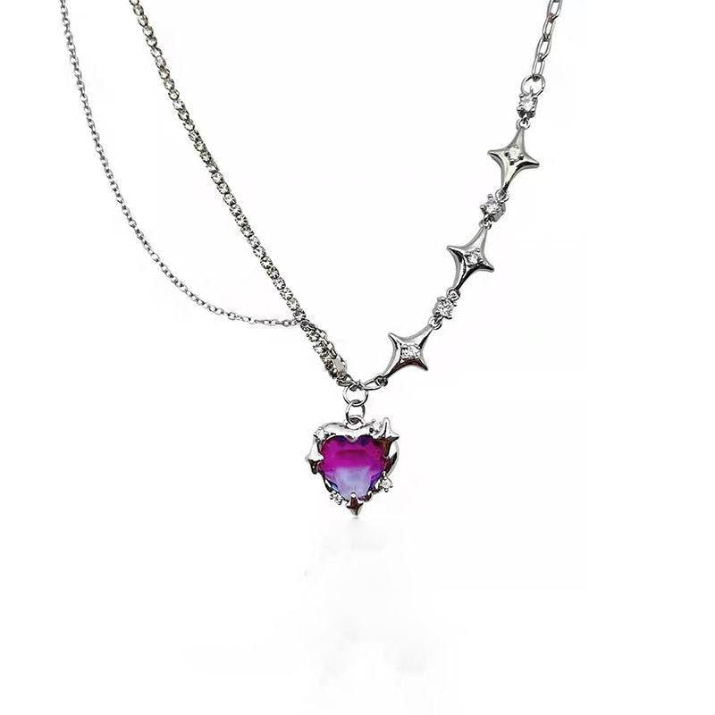 Kawaii starry love crystal jeweled dangle chain necklace