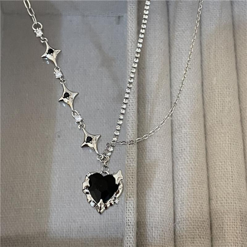 Kawaii starry love crystal jeweled dangle chain necklace