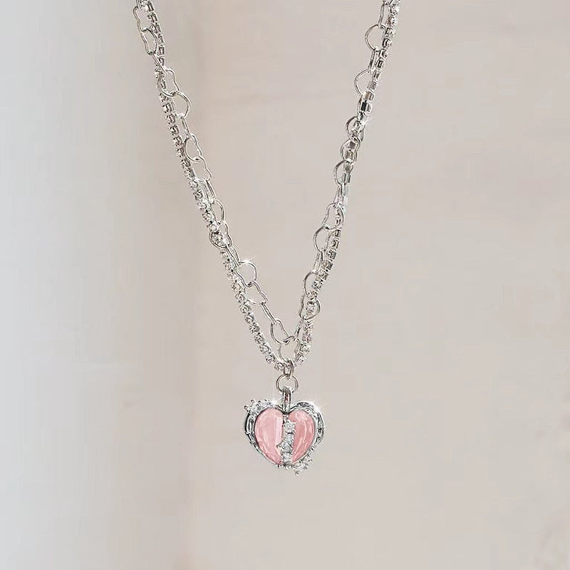 Kawaii starry love crystal jeweled dangle chain necklace