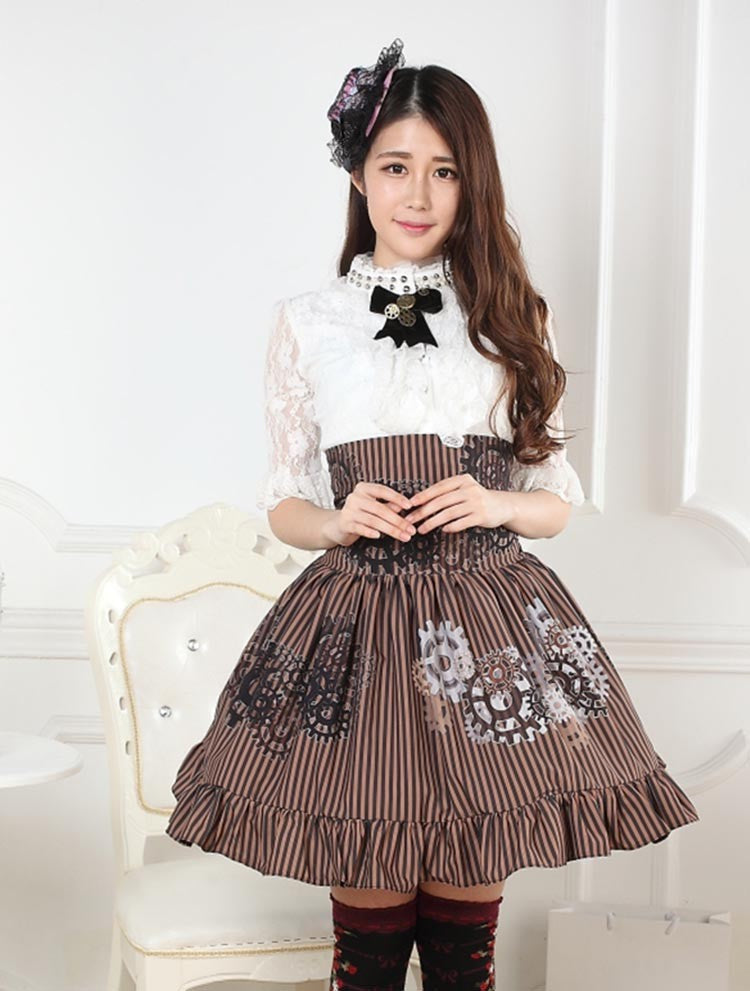 Steampunk gear skirt - brown and black - skirt - clocks - egl - community