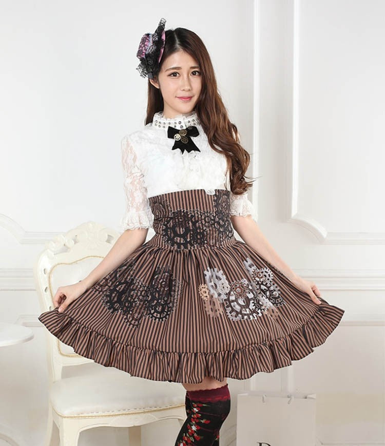 Steampunk gear skirt - brown and black - skirt - clocks - egl - community