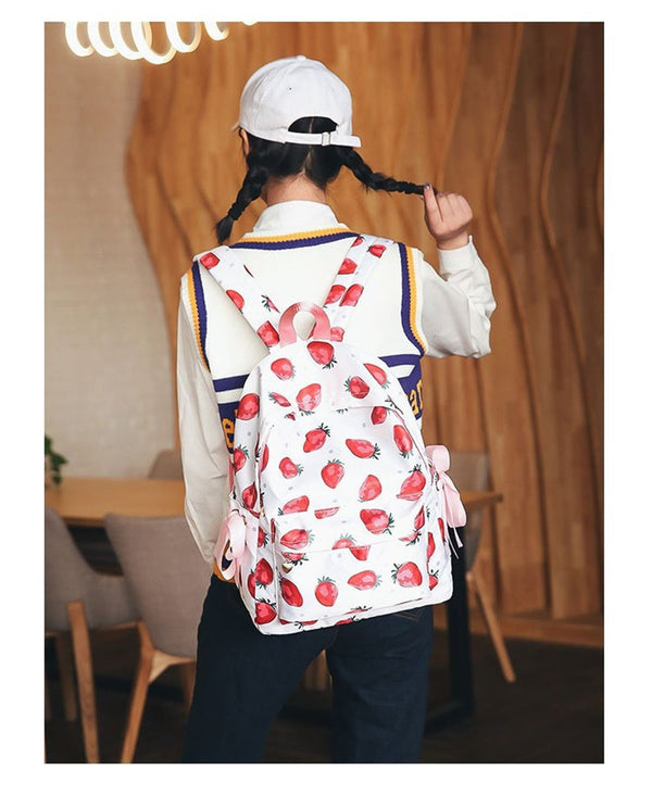 Strawberry backpack - book bag - fairy kei - fruit - harajuku backpack - fashion