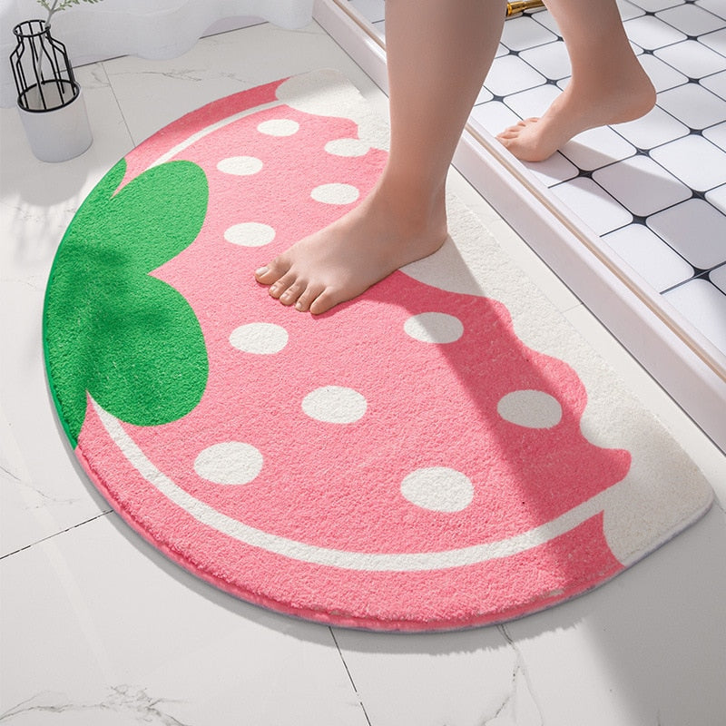 Strawberry bathroom mat - bath mat - bee - floor - floral - fruit