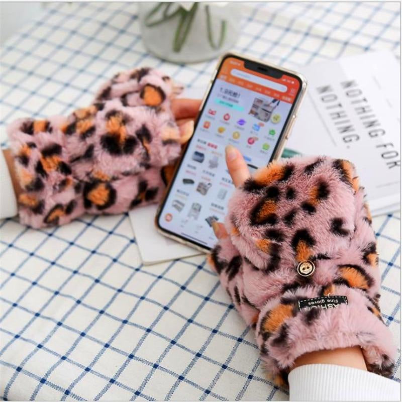 Kawaii strawberry bunny plush soft mittens gloves