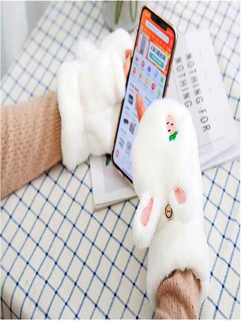 Kawaii strawberry bunny plush soft mittens gloves