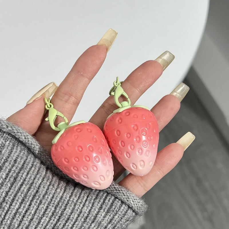 Kawaii strawberry keychain fruit moisturizing lip balm