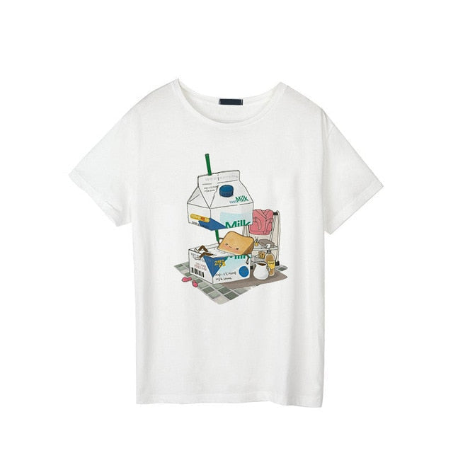 Strawberry milk graphic tee - 80s style tee - box - fairy kei - food - fruit