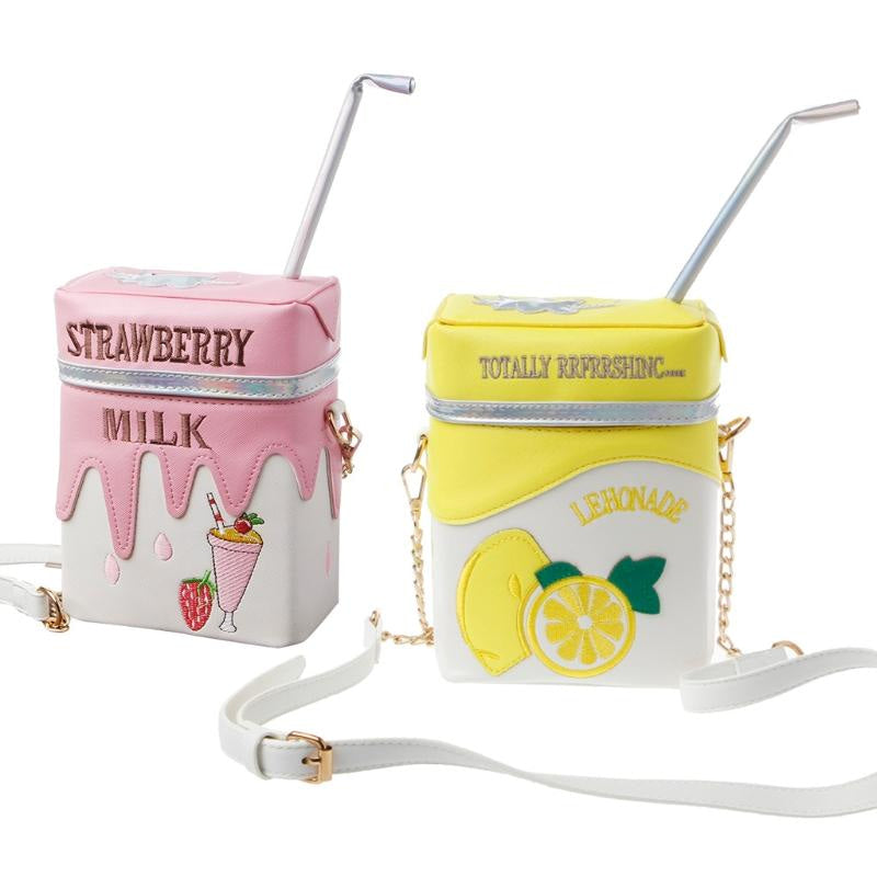 Strawberry milk handbag - 2 dimensional purse - 2d - 3d - box