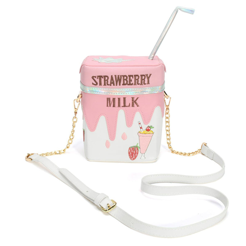 Strawberry milk handbag - 2 dimensional purse - 2d - 3d - box