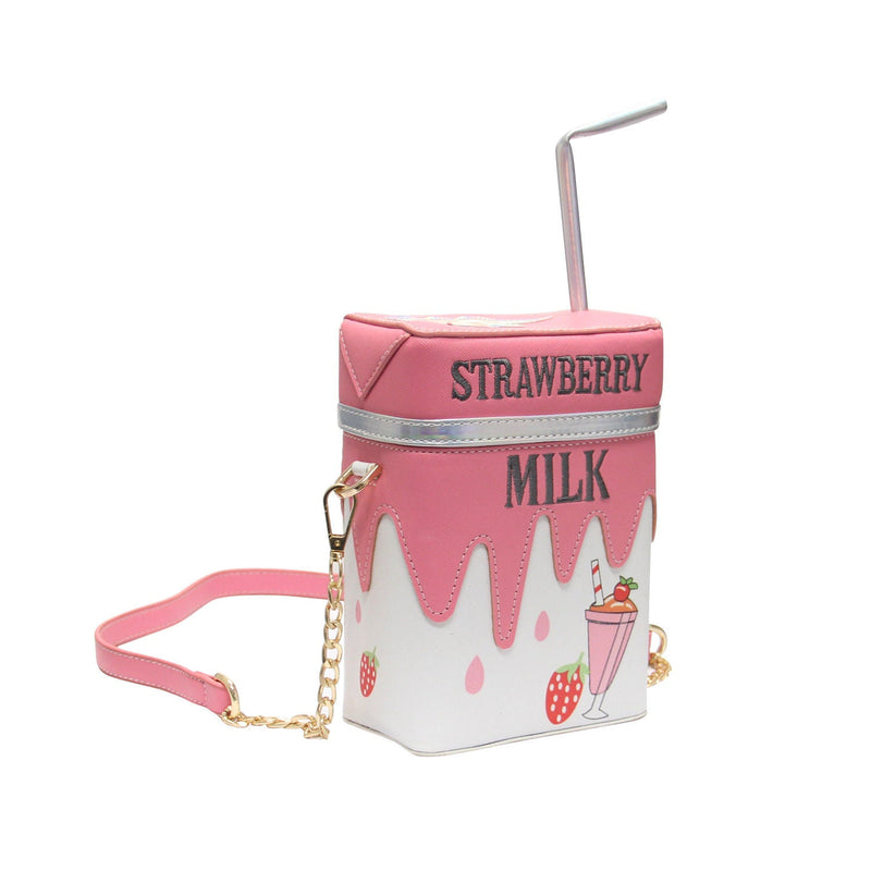 Strawberry milk handbag - 2 dimensional purse - 2d - 3d - box