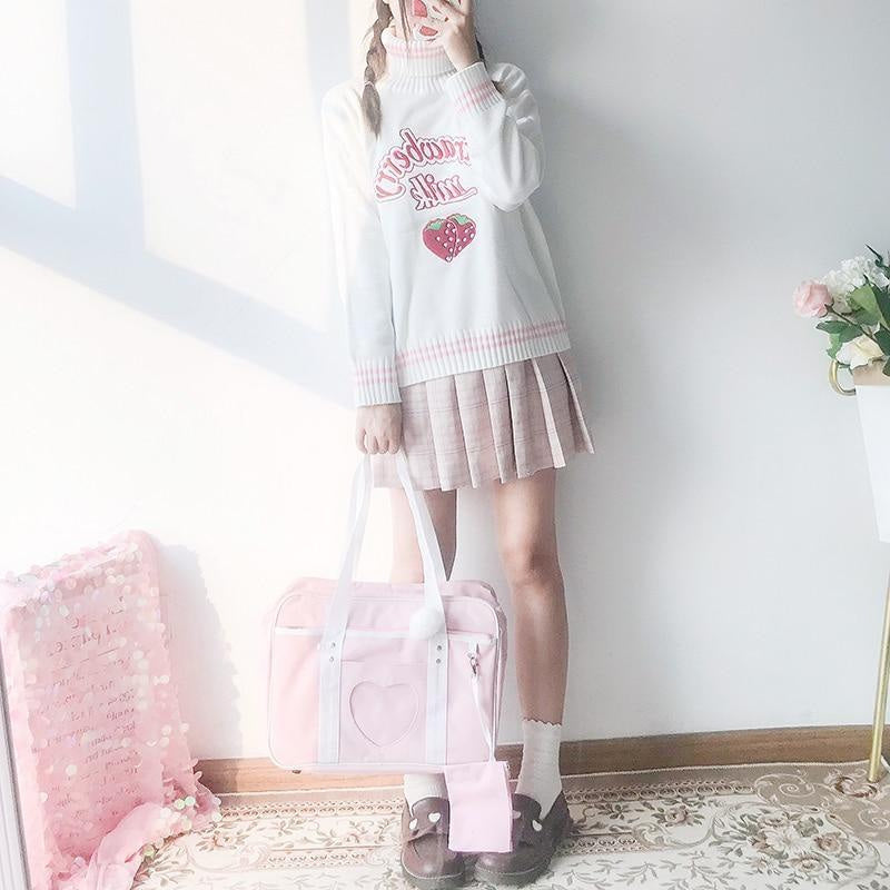 Strawberry milk knit sweater - embroidered - embroidery - fairy kei - harajuku