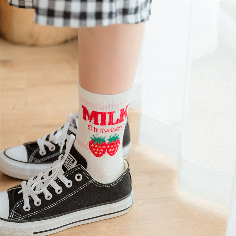 Strawberry milk socks - ankle socks - fruit - harajuku - backpack - japan