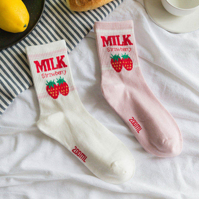 Strawberry milk socks - ankle socks - fruit - harajuku - backpack - japan